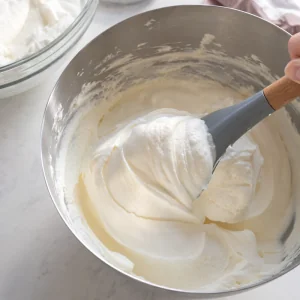 Fromage frais et creme fouettee incorpores en un glacage lisse et facile a etaler