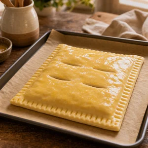 Tarte de massa folhada crua com cortes de vapor