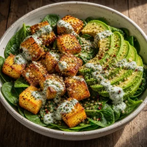 Bol final de paneer et epinards aux graines de chanvre