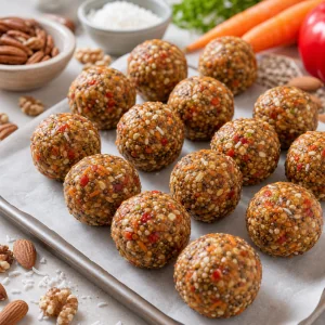 Bouchées froides aux légumes et noix prêtes à manger