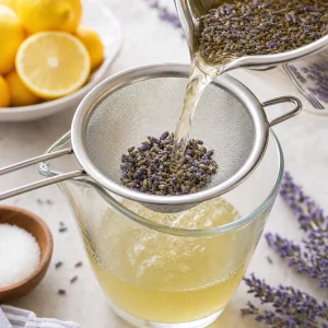 Lavender buds strained from infused water