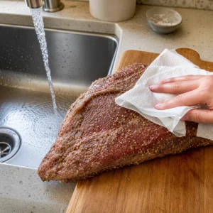 Cured brisket rinsed under cold water and patted dry with paper towels