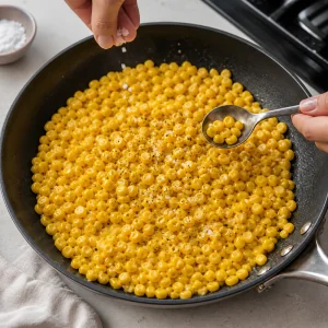 Salt added while tasting the skillet corn