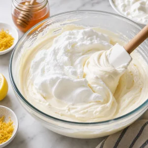 Bita śmietana delikatnie wmieszana w mascarpone na lekki krem.