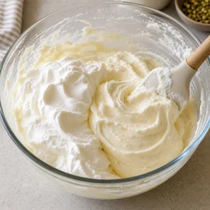 Whipped cream folded into honey cream cheese mixture