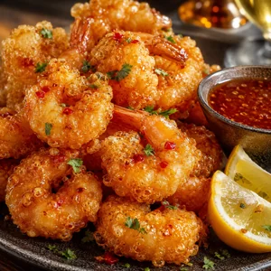 Crispy Golden Bubble Shrimps with Spicy Honey Glaze