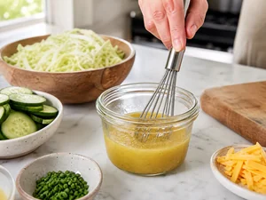 Knackiger Chinakohl-Gurken-Salat mit kräftigem Cheddar