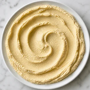 Hummus spread into swirls on a plate