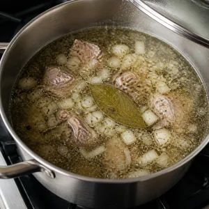 Бульон из баранины с луком, травами и лавровым листом