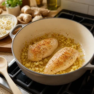Ingwer-Hühnersuppe mit frischen Mungobohnensprossen