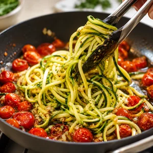 Zucchini Noodle Caprese Skillet with Cherry Tomatoes