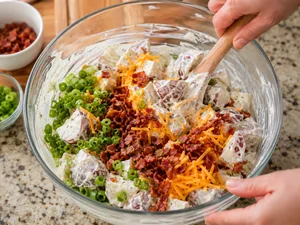 Loaded Bacon Ranch Potato Salad for a Crowd