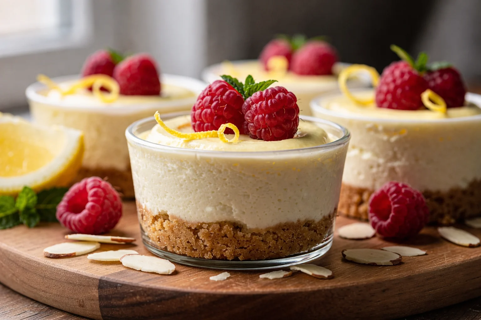 Keto Lemon Ricotta Cheesecake Cups with Almond Crust