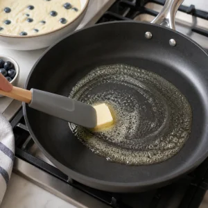 Faire fondre du beurre dans une poêle antiadhésive chaude