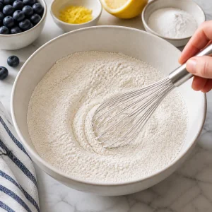 Fouetter les ingrédients secs des pancakes dans un bol