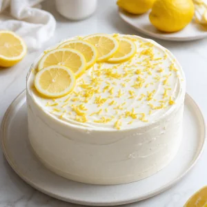 Bolo cremoso de limao finalizado com fatias e raspa