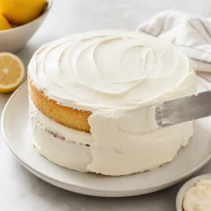 Bolo de limao em camadas alisado com cobertura de mascarpone