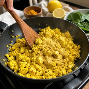 Zitronen-Knoblauch-Tofu-Scramble mit Babyspinat