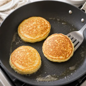Pancake limone e ricotta girati e cotti fino a doratura