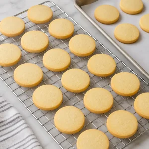 Sablés nature refroidissant sur une grille