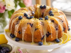 Elegant Lemon Blueberry Bundt Cake with Honey Glaze