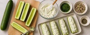 Лодочки из огурцов с творожным сыром и специями
