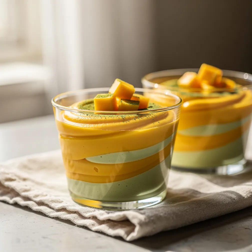 Bicchieri Mousse Mango e Matcha Swirl