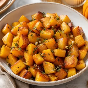Maple Roasted Rutabaga with Fresh Thyme and Garlic