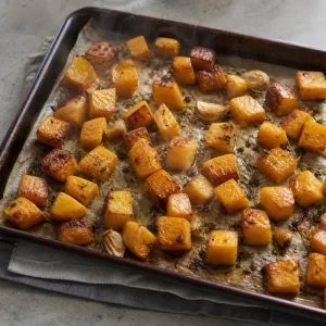 Cubetti di rutabaga arrostiti con interno tenero e bordi caramellati