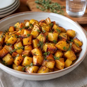 Rutabaga arrosto all acero servita calda con timo fresco extra
