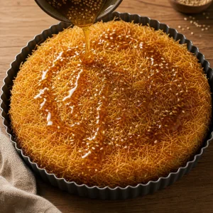 Cieply syrop sezamowy na zlocistym knafeh