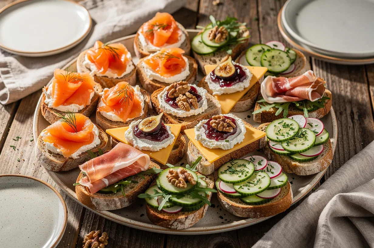 Mini Party Sandwiches Platter with Assorted Toppings