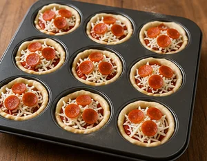Mini Muffin Tin Pizzas with Homemade Garlic Crust