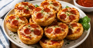 Mini Muffin Tin Pizzas with Homemade Garlic Crust