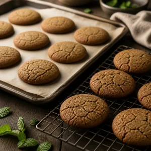 Biscotti al pan di zenzero appena sfornati su una gratella