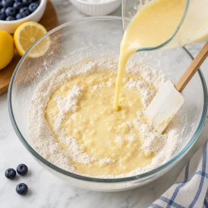 Preparation liquide versee sur les ingredients secs
