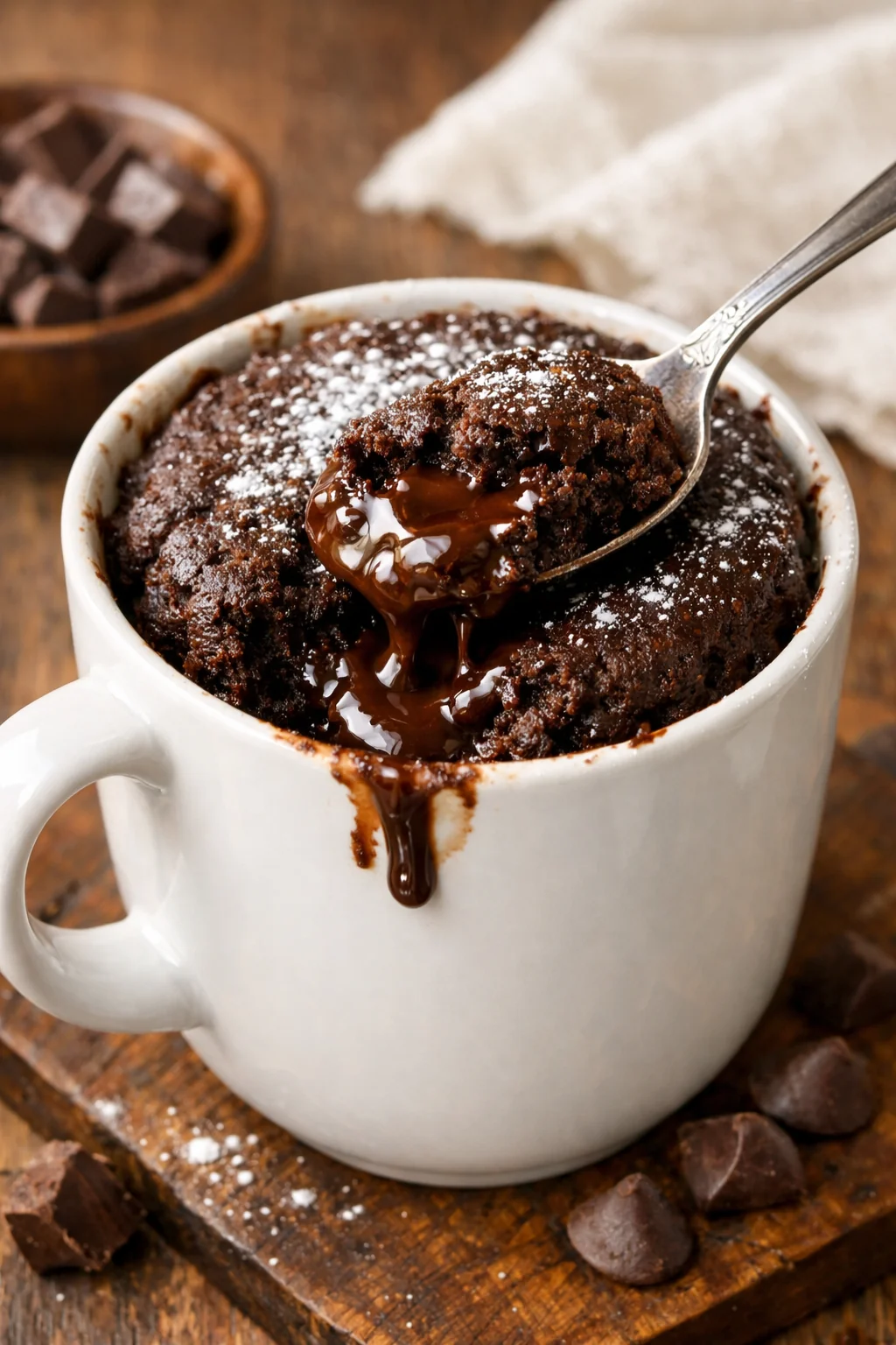 Molten Lava Mug Cake with Gooey Chocolate Center