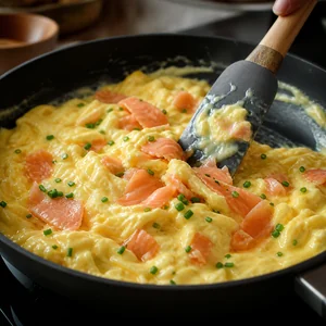 Ovos Mexidos Cremosos com Salmão Fumado e Cebolinho