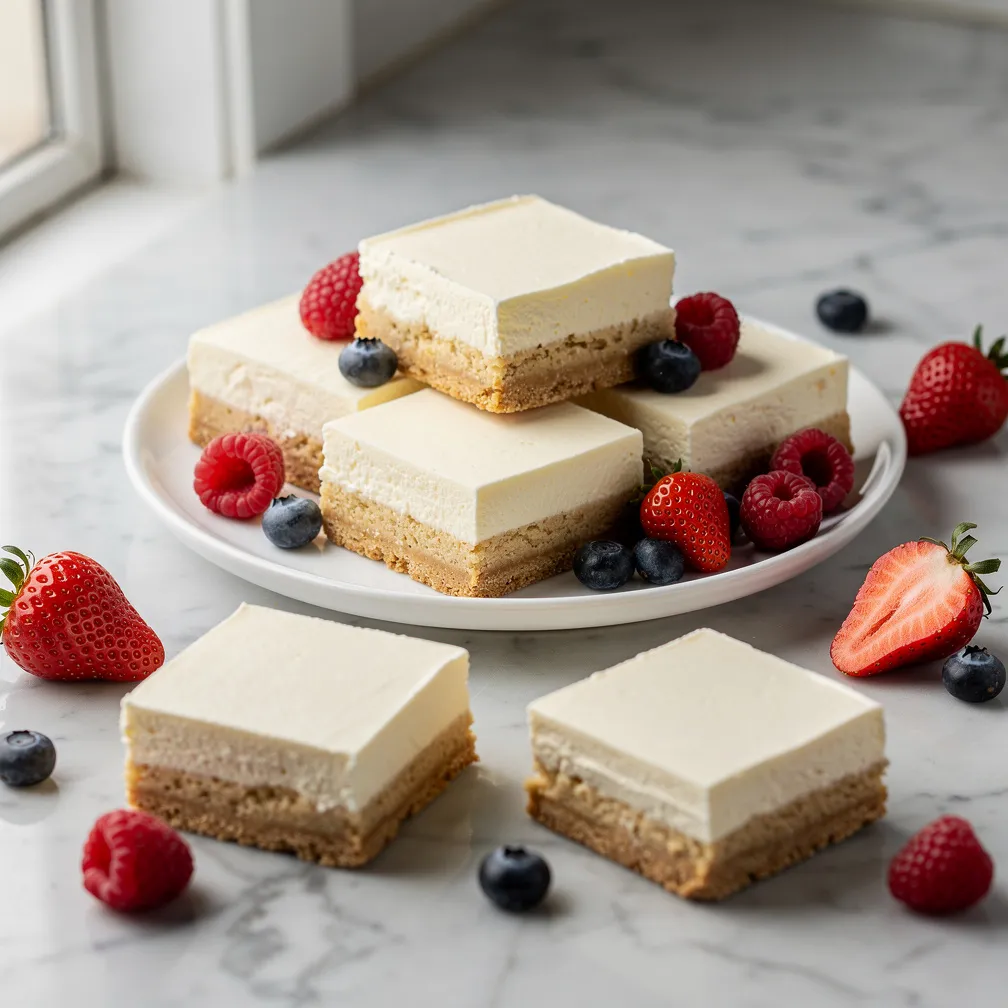 Barras de Cheesecake Congelado sem Forno com Biscoito Amanteigado