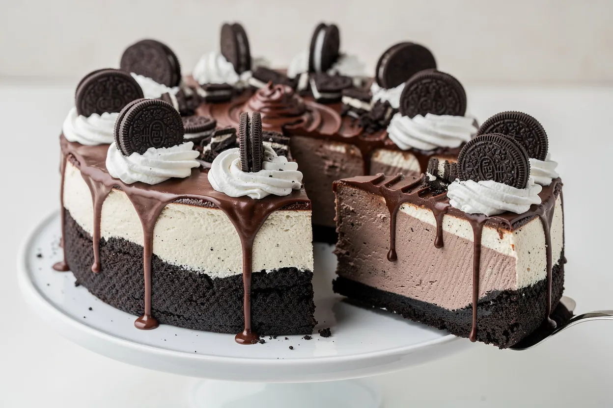 Cheesecake Oreo sans cuisson au chocolat fondant et crémeux