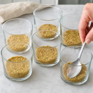 Honeyed crumb crust pressed into small dessert glasses