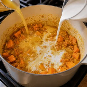 Nährendes Süßkartoffel-Linsen-Curry mit Spinat