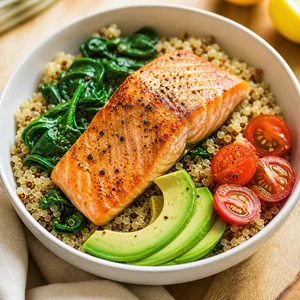 Bowl de Salmão com Espinafres e Quinoa: Nutritivo e Prático