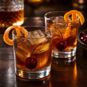 Fertige Old-Fashioned-Mocktails servierbereit