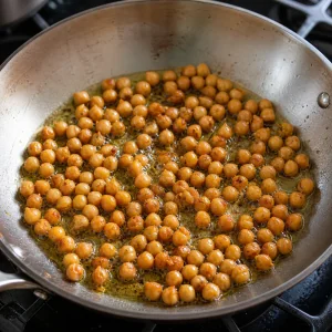 Ceci che friggono in olio d’oliva in padella