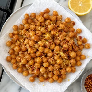 Ceci croccanti con scorza di limone e peperoncino