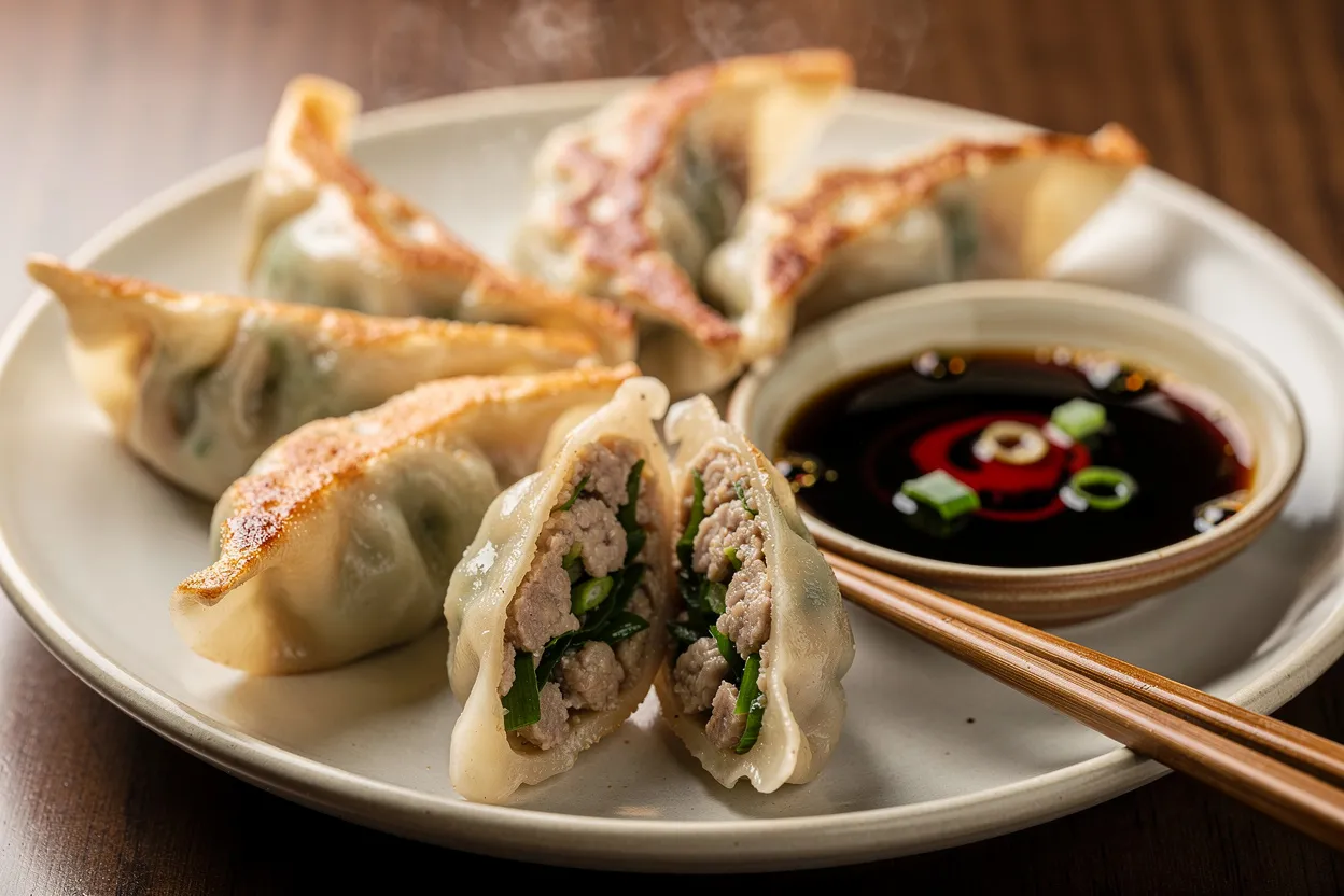 Jiaozi na frigideira: pastéis chineses de porco crocantes
