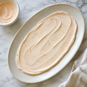 Smoky yogurt dressing spread on a serving platter
