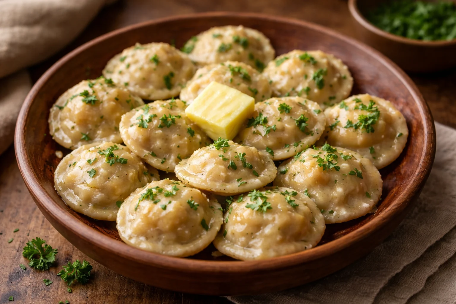 Pelmeni: Russische Fleischknödel in Butter gekocht