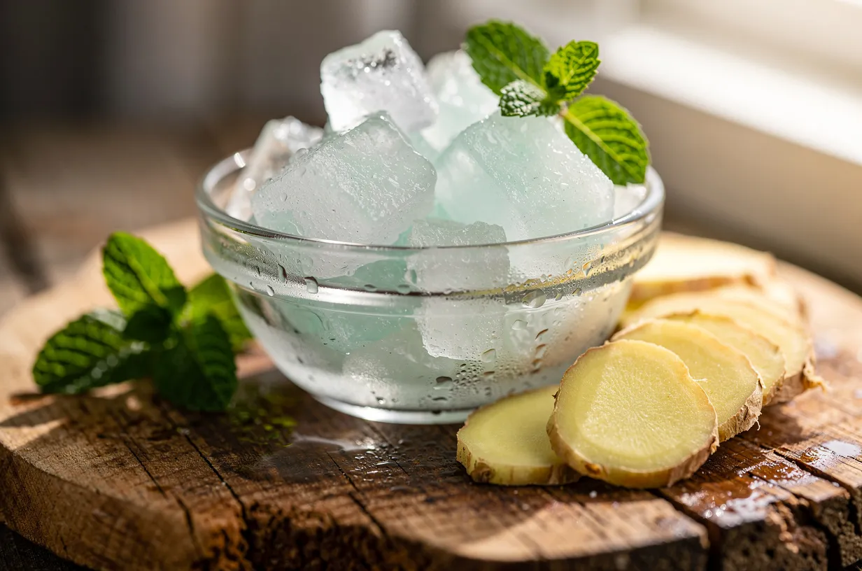 Ghiaccioli tritati menta e zenzero per nausea mattutina